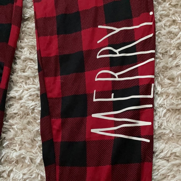 Rae Dunn Merry Red and Black Plaid Joggers Pants Sweats - Picture 3 of 5